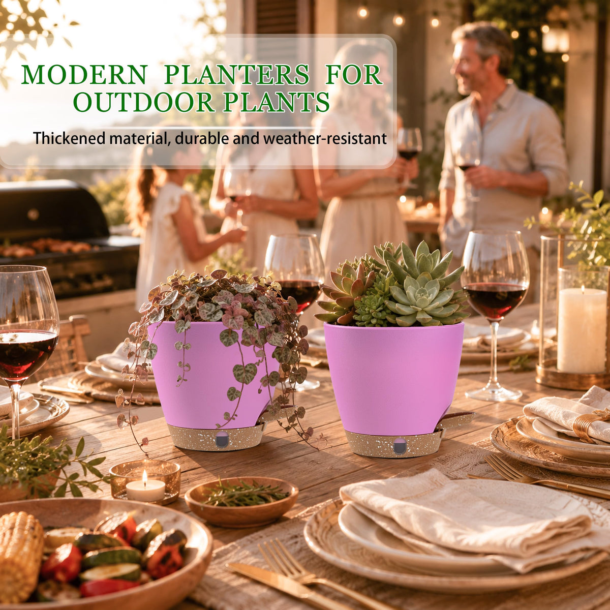 Fielda 6 Inch Small Self Watering Pots for Indoor Outdoor Plants,5-Pack