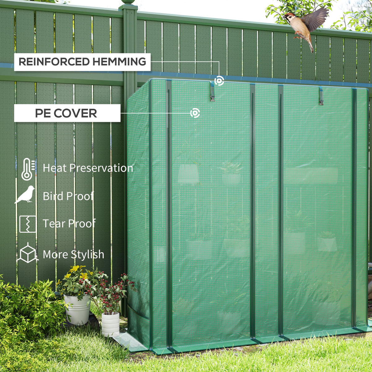 Outsunny Lean-to Greenhouse with 3 Tier Shelves 56.7" x 18.9" x 59.8" Green