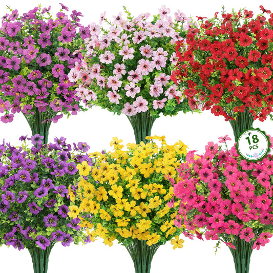 Roberly Artificial Flowers for Outdoors, 18 Pcs Fake Daisy Flowers, Mixed