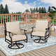 Swivel Patio Chairs Set of 2, High Back Outdoor Swivel Patio Metal Chairs with 5.75" Thick Cushions for Bistro Balcony Porch Deck and Yard, Beige
