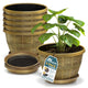 10-Inch Whiskey Barrel Planters Outdoor Pack of 5 - Durable Plastic Plant Pots for Indoor & Outdoor Use with Drainage & Saucer, Lightweight Rustic Barrel Planters for Flowers, Herbs & Small Plants