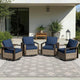 Joyside Outdoor Patio Swivel Rocker Chairs Set, 4 Pieces Wicker Rattan Chairs with Metal Wide Armrest, Thick Cushions and Deep Seating for Garden, Backyard, Porch, Deck
