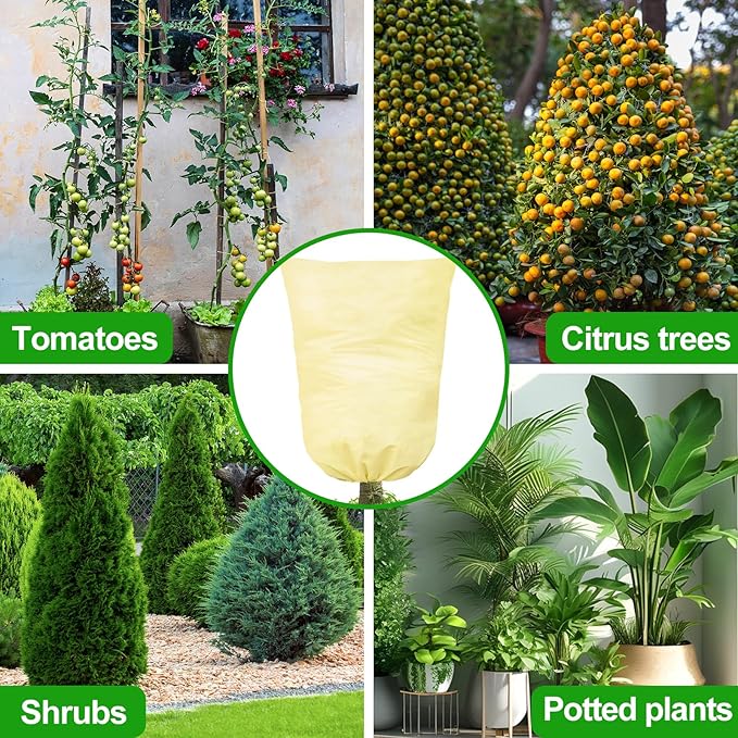 TRIITECH 2 Packs Plant Covers for Winter 120x180cm, Shrub Covers for Winter, Plant Cover Freeze Protection, Cold Frost Protection Cover with Zipper Drawstring(80gsm)