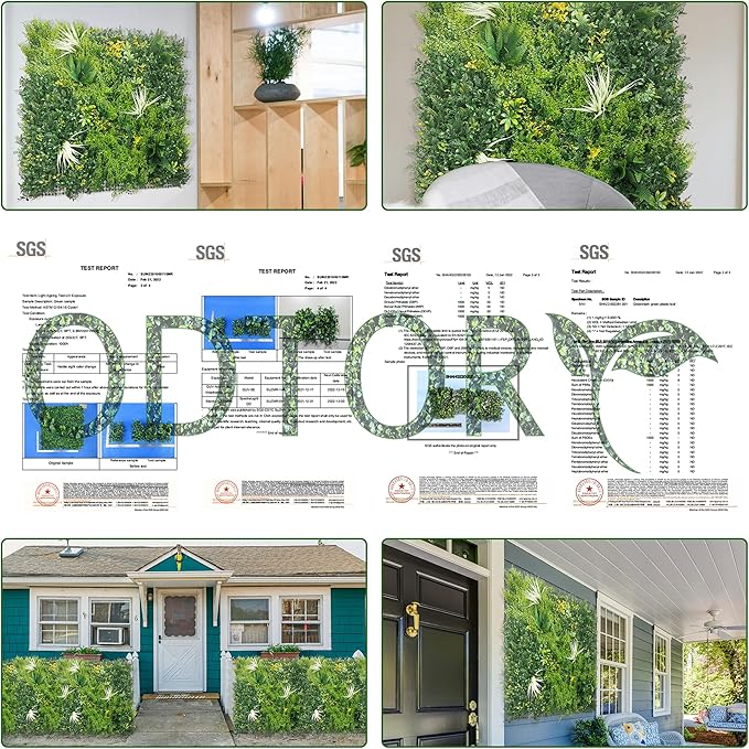 ODTORY Artificial Grass Wall Boxwood Panels: 40" x 120" (33.5 sqft) Greenery Ivy Privacy Fence Faux Backdrop with UV Protection Vine Leaf Hedge for Garden Covering,Outdoor Indoor Home Decor