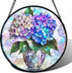 HWRHTR Stained Glass Window Hanging, Blue Purple Hydrangea Flowerpot Suncatcher for Doors Home Sun Catchers Decoration and Christmas, Mother's Day Birthday Gifts for Women, Men, and Mom 9.8 in