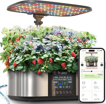 LetPot LPH-Max Hydroponics Growing System Kit, 21 Pods APP & WiFi Automatic Controlled Smart Indoor Garden with 36W LED Grow Light, Auto Drip Irrigation Kits, Self-Managed Nurturing & Watering