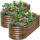 ZORMY Galvanized Raised Garden Bed Outdoor- 2PCS 6x2x1.4ft Oval Steel Raised Beds for Gardening, Metal Planter Box with Protective Strip and Gloves for Vegetables, Flowers, Fruits(Brown)
