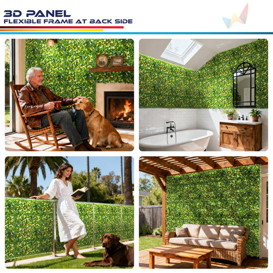 Windscreen4less 24 PCS 40"x40" Artificial Boxwood Panels Faux Plant Grass Green Wall Panel Decoration for Outdoor Indoor Garden Backyard (Style 6)