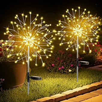 suddus Solar Garden Lights Outdoor Waterproof Decorative, Upgrade 2Pack 150LED Firework Lights, Solar Fairy Lights for Yard, Garden, Party, Patio, Pathway, Flowerbed - Warm White