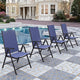 PHI VILLA Patio Folding Chairs Set of 4, Portable Outdoor Dining Chairs with Adjustable Backrest for Outside, Garden, Lawn & Yard, No Assembly, Blue