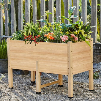 AMERLIFE 4x2 Ft Raised Garden Bed - Features Legs, Drainage Holes, 16 Inch Depth Ideal for Vegetables, Flowers, Herbs, Elevated Wood Planter Box for Balcony, Patio, and Backyard, Easy Assembly