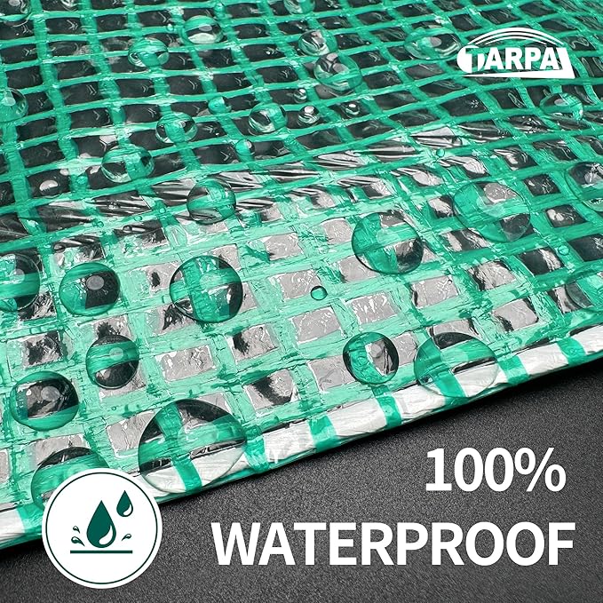 TARPAL 4'x6' Clear Green Tarp Heavy Duty Waterproof 12mil with Grommets or Zip Ties for Small Greenhouse for Outdoors Garden,Farm,Chicken Coops