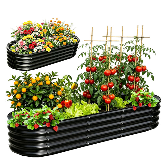 NestNature 17" Tall Galvanized Garden Bed,10-in-2 Modular Raised Garden Bed