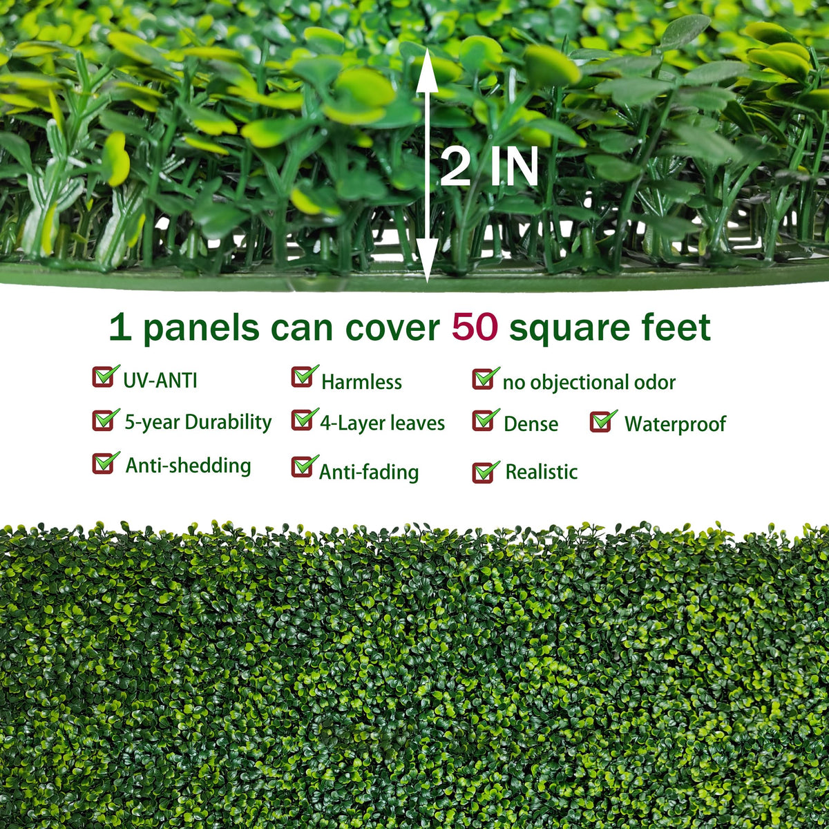 ODTORY Artificial Boxwood Panel Roll 5FT X 10FT (50 sqft) Greenery Backdrop