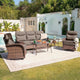 Belord Upgraded 6“ Cushion Luxury 5 Piece Patio Furniture Set - High Back Outdoor Furniture Set with Swivel Rocker Patio Chairs, All-Weather Wicker Conversation Set for Deck Porch Yard - Brown/Grey