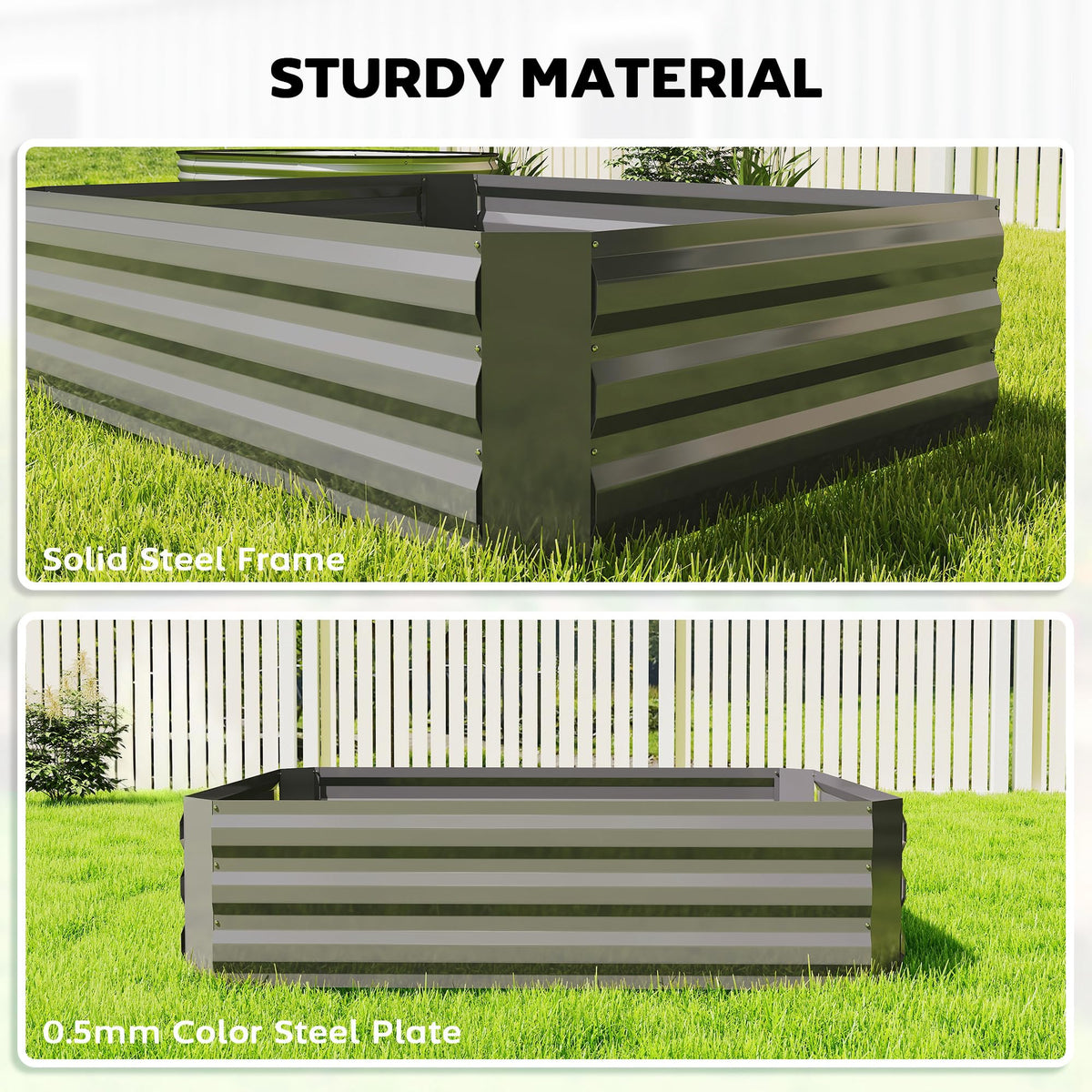 Outsunny 4 x 3ft Metal Planter Box with Mini Greenhouse, Green/Dark Gray