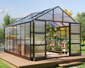 HOWE 10x14x8.4 FT Polycarbonate Greenhouse with 4 Vent Windows