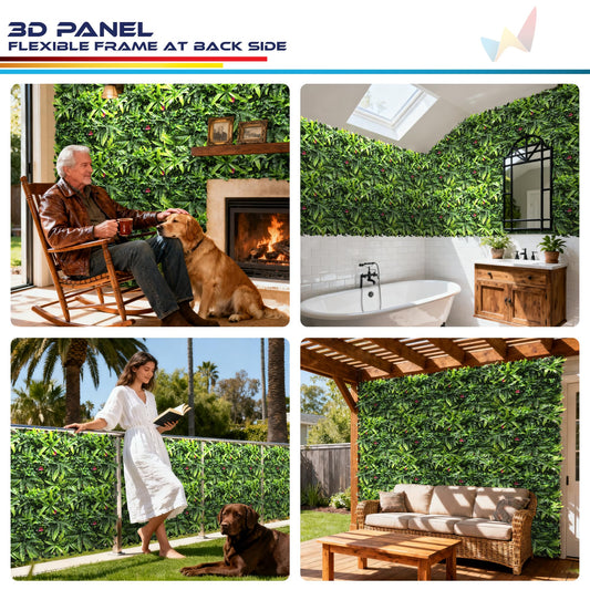 Windscreen4less 11 PCS 20"x20" Artificial Boxwood Panels Faux Plant Grass Green Wall Panel Decoration for Outdoor Indoor Garden Backyard (Style 7)