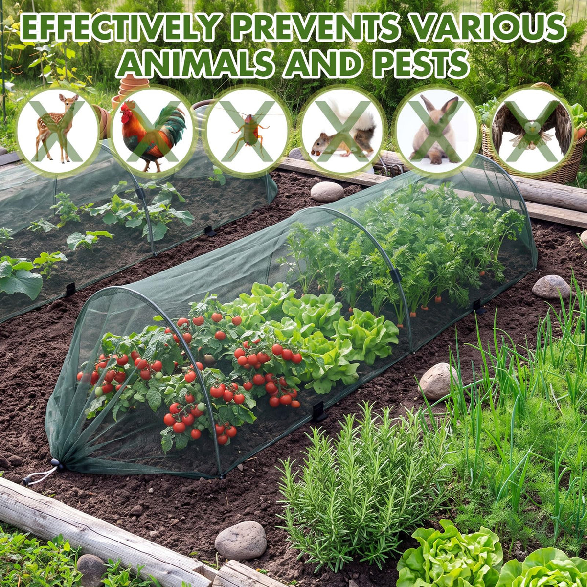 GliCraft 3 Pack Garden Bed Cover Row Accelerator Plants Cover,Green,4ft