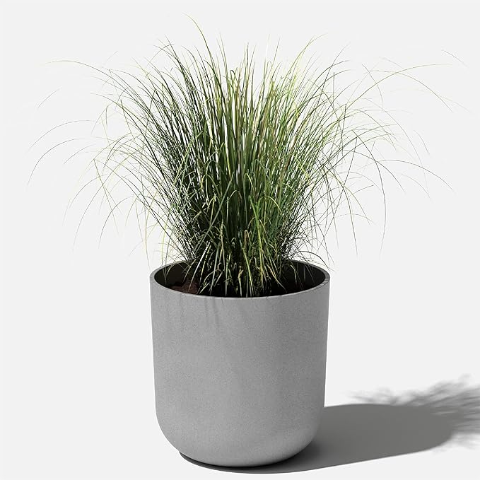 Veradek Mason Series Lima Planter - Round Planter for Indoor or Outdoor Porch/Garden | Made from Plastic-Stone Composite with Drainage Holes | Modern Décor for Succulents, Flowers, Small Plants