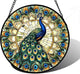 Stained Glass Window Hanging - Retro Peacock Decoration Suncatcher for Door Garden Home Bird Feather Sun Catchers Christmas Mother's Day Birthday Gifts for Women Men Mom Nana Friend 6.3 in