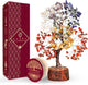 KARMAPLEDGE 7 Chakra Healing Crystal Tree of Life with Manifestation Card, Handmade Silver Wire Crystal Tree for Good Luck, Positive Energy, Wealth, Reiki Healing, and Decor, Gift for Women and Mom