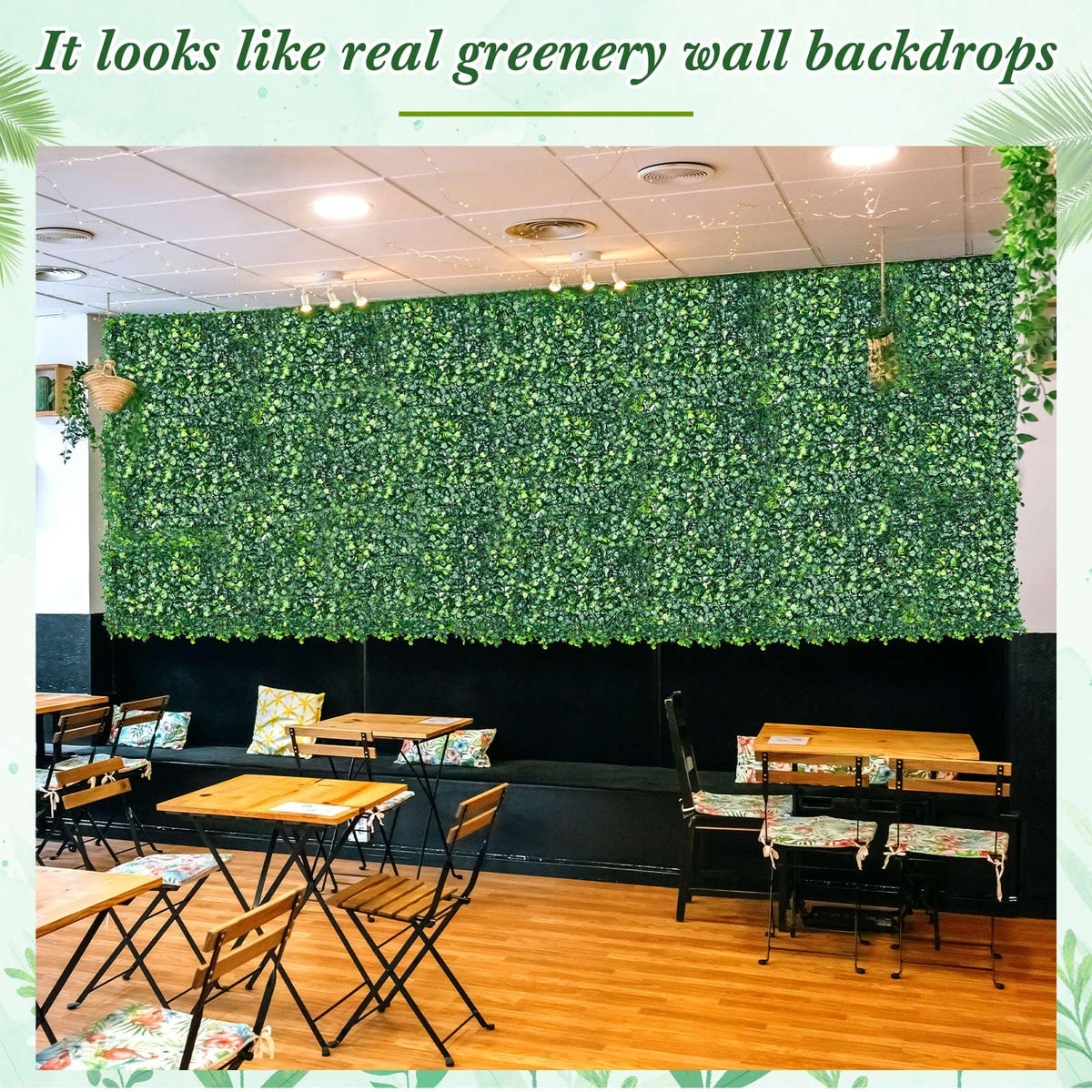 Crowye 24 Pcs 12 x 12 Inch Grass Wall Panel, Artificial Boxwood Wall Panels