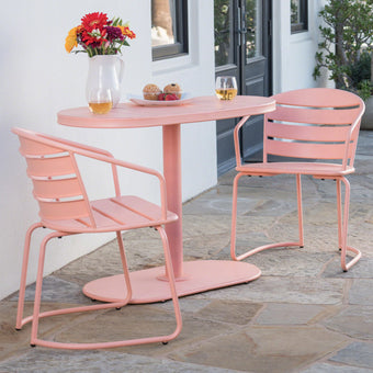 Tomofcessn Coral 3 Piece Outdoor Bistro Set, Outdoor Table and Chairs Set for Patio Balcony Porch, Stylish Small Space Conversation Set, Metal Furniture with Weather Resistant Finish