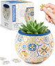 PieceRelax 3D Puzzle Planter - Retro Tiles - Danish Folklore Style, Home Decor Flower Pots for Indoor Cactus, Succulents Pots [K1104]