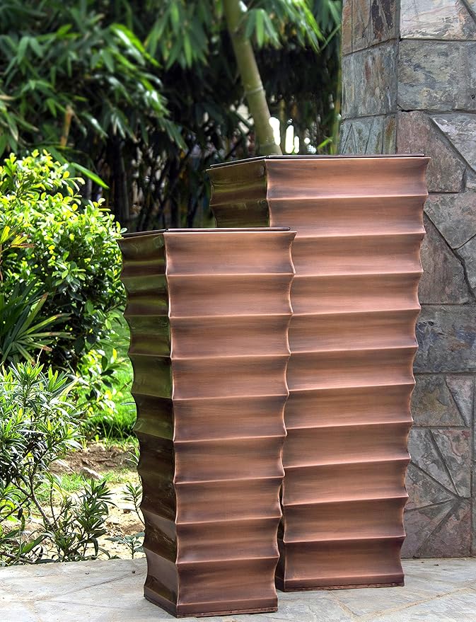 H Potter Tall Copper Planter Large Patio Pot for Indoor Outdoor