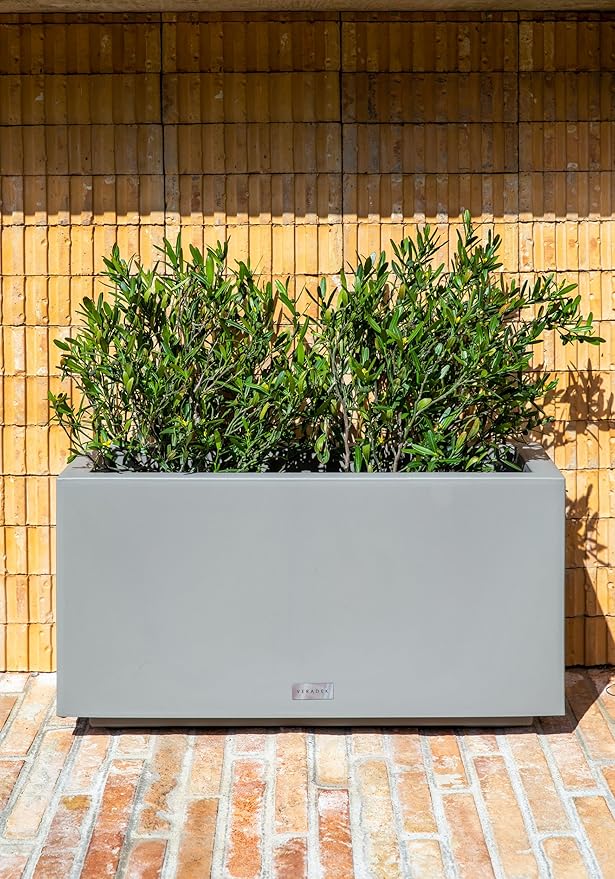Veradek Block Series Long Box Planter - Large Rectangular Planter for Indoor or Outdoor Patio/Porch | Durable All-Weather Use with Drainage Holes | Modern Décor for Tall Plants, Flowers or Shrubs