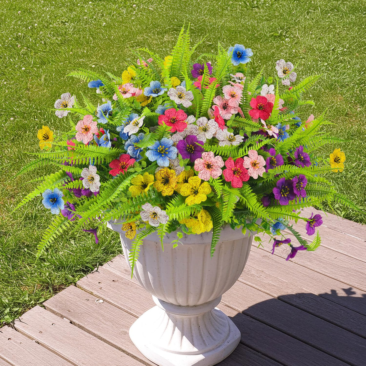 ATTGREAT Artificial Flowers Outdoors UV Resistant, 12 Bundle(Multicolor)