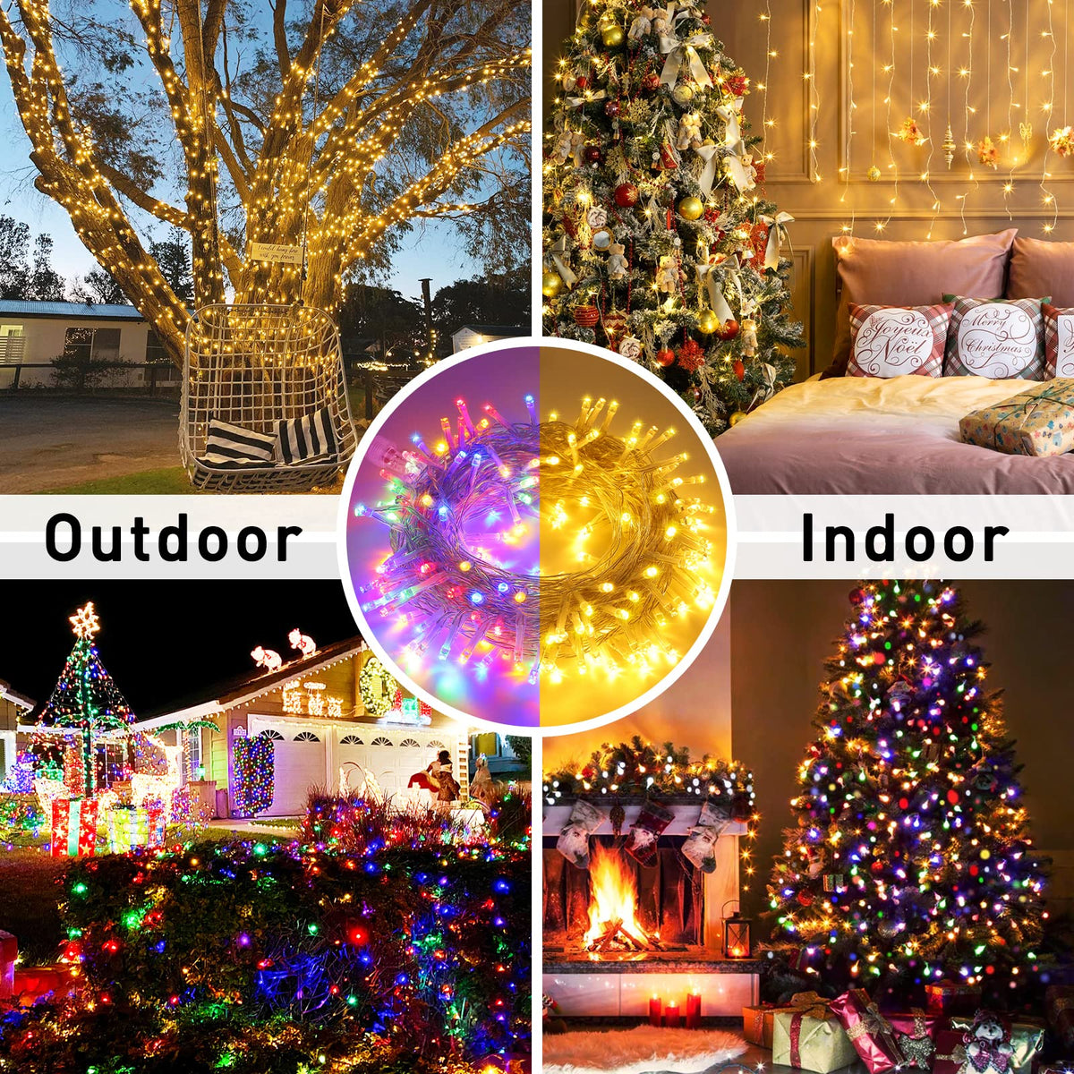JMEXSUSS 200 LED Warm White & Multicolor Color Changing String Lights