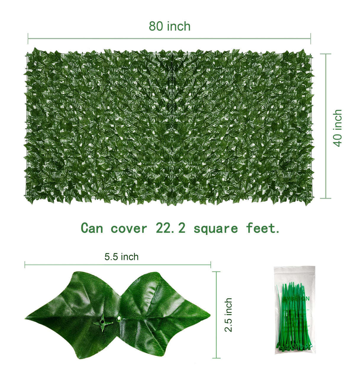 Balcony Privacy Screen, 40"x 80" Artificial Ivy Privacy Fence Panel