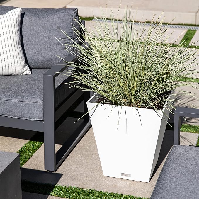 Veradek Pure Series Nobleton Plastic Planter - Large Pots for Indoor or Outdoor Porch/Patio | Durable All-Weather Use with Drainage Holes | Modern Planter Décor for Flowers, Shrubs, Trees