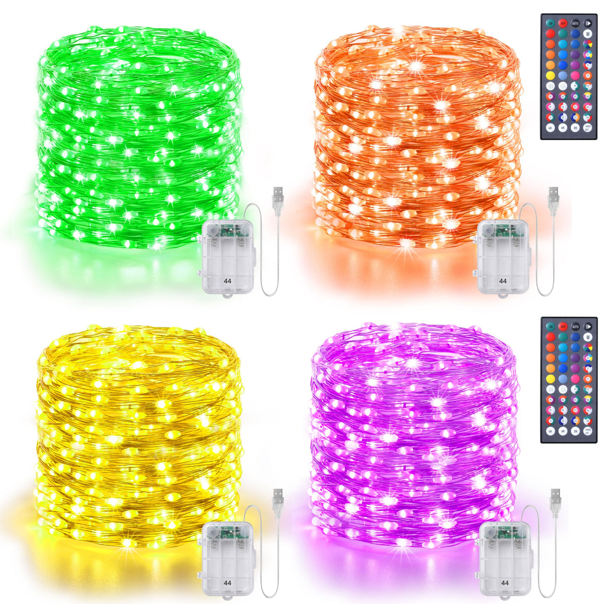 LitHome 4Pack 34 Colors Changing Fairy Lights Battery Operated with Remote
