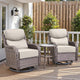 Belord Luxury 6" Thick Cushioned Outdoor Swivel Rocker Patio Chairs with Side Table, High Back Wicker Furniture Set with Ergonomic Zone Back, Conversation Glider Set for Deck Porch - Brown+Beige