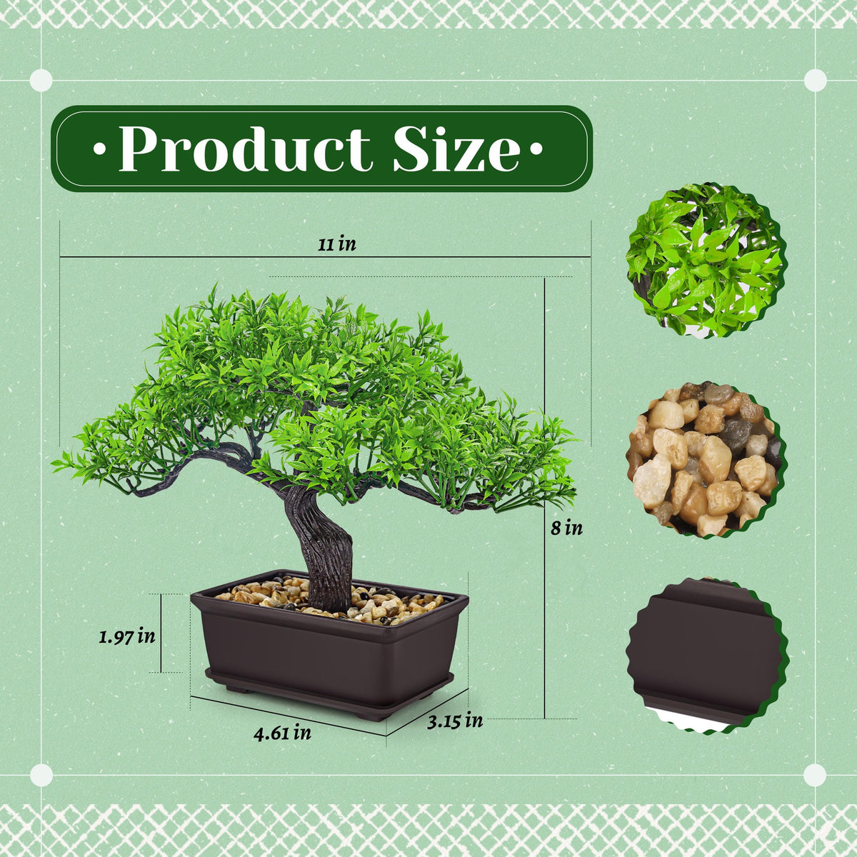 Der Rose Small Fake Bonsai Tree Ficus Decor Fake Plant for Shelf Desk Decor