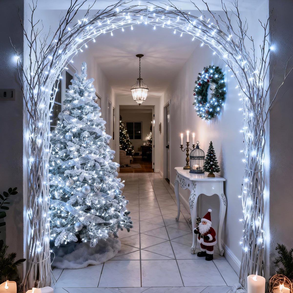 JMEXSUSS 168FT 600 LED White Christmas Lights Outdoor with Remote