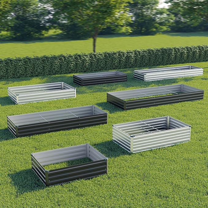 12x4x1 ft(2 Pack) Galvanized Raised Garden Bed,Outdoor Planter Box Metal Patio Kit Planting Bed for Vegetables Flowers and Succulents,Black