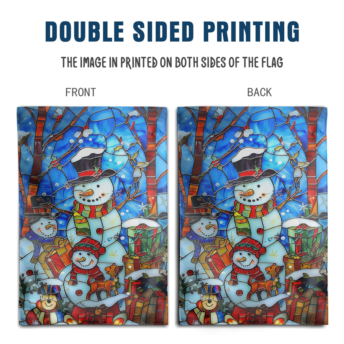 Stained Glass Snowman House Flags 28 x 40 Double Sided Merry Christmas Garden Flag Hello Winter Yard Flag Happy Holidays Flag for Outside Welcome New Year Outdoor Flag Large