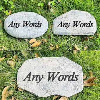 Zatanmulo Resin Memorial Stone, White, Engraved with Any Message, Garden Decorative Stone, 7.0 x 5.0 x 1.5 inches, Pet Memorial