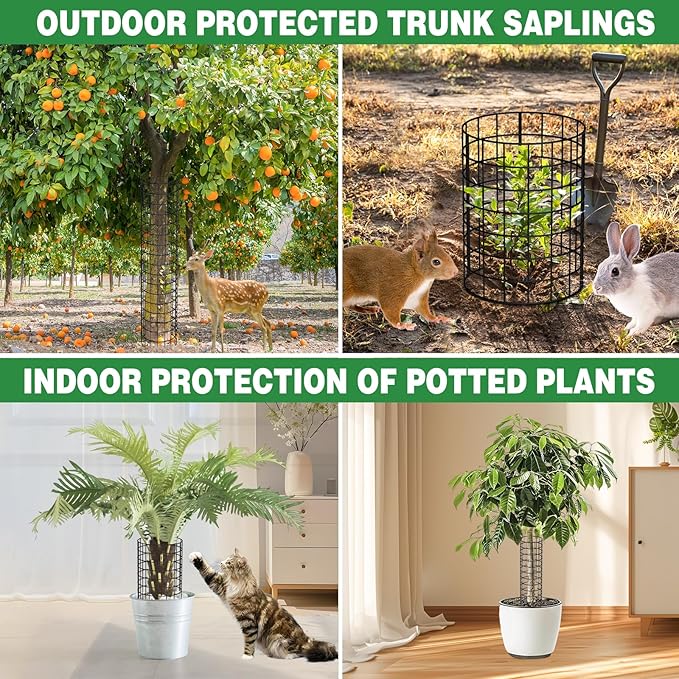 6Pcs Metal Tree Trunk Protector Guard, 48” × 13.7" Mesh Tree Guard with 30 Pcs Ties, 1 Pair of Gloves, 16 Ground Stakes for Tree Protectors from Deer Mowers Trimmers