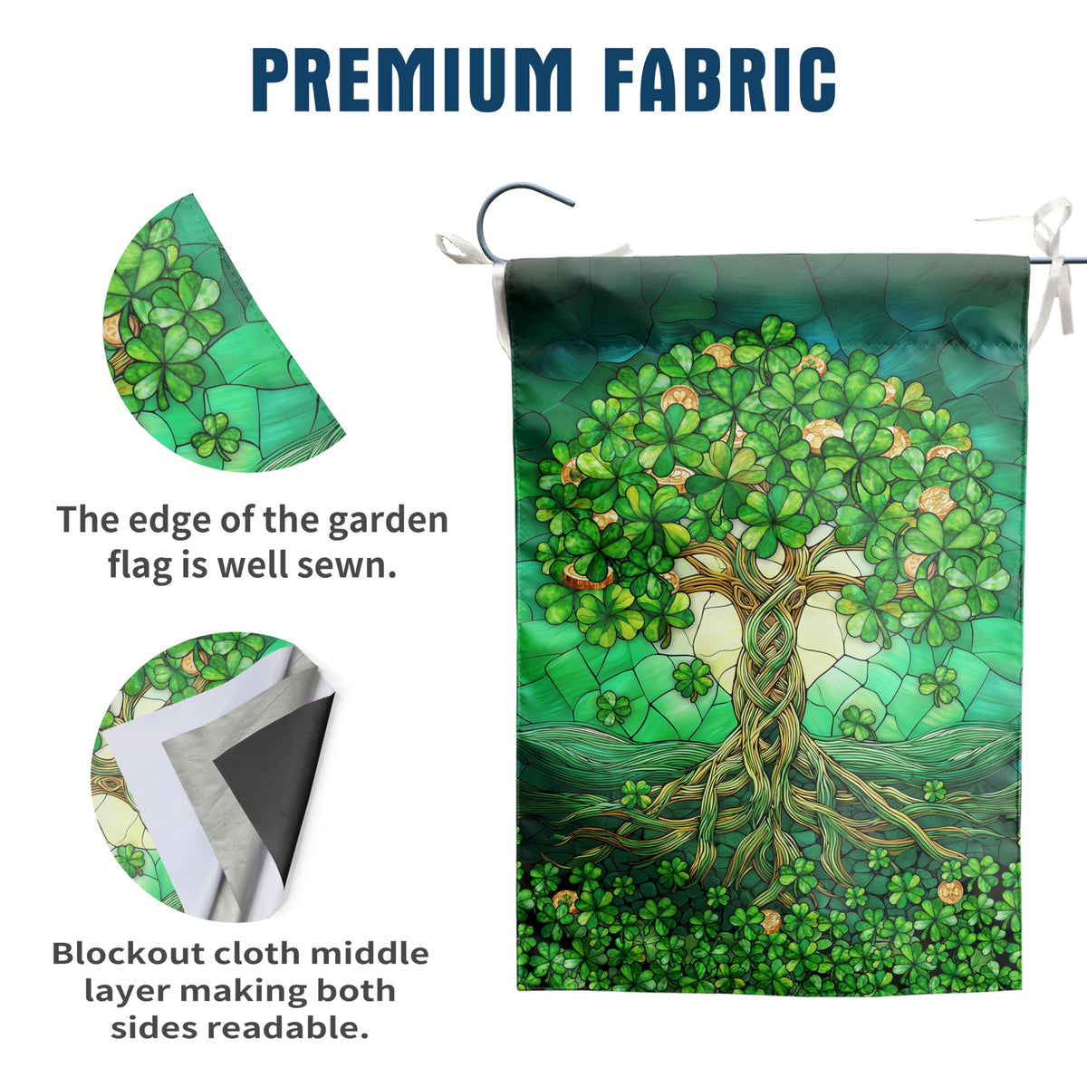 St Patricks Day Garden Flag 12x18 Double Sided Outside Shamrock Clover Tree Life Welcome Holiday Yard Signs for Saint Patrick Spring Outdoor Decorative