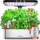 Stainless Steel Hydroponics Growing System kit Indoor Garden: 15 Pods Herb Garden with 24W Full Spectrum Grow Light, Hydroponic Gardening System with Silent Pump, Planting Height Up to 19.7" (Sliver)