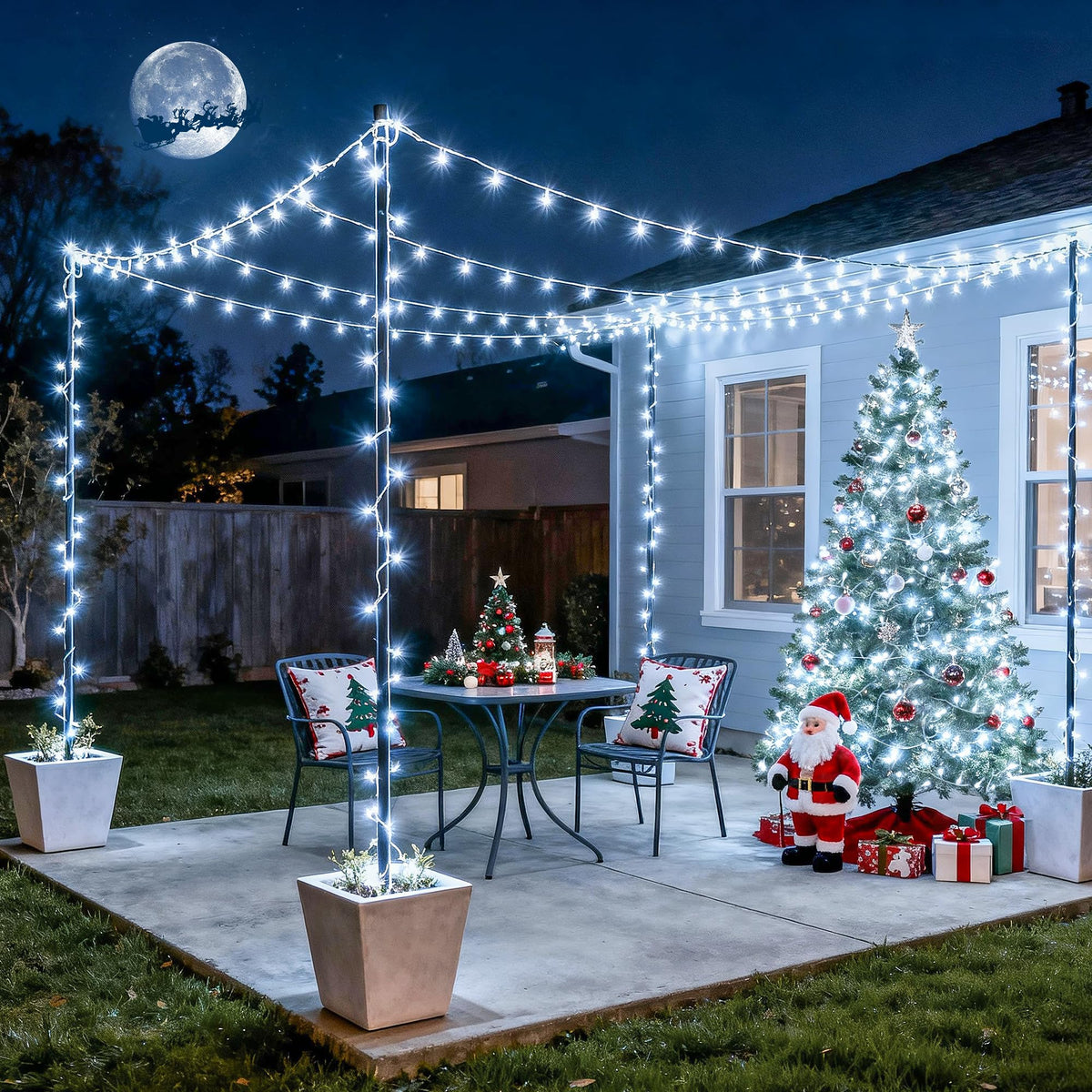JMEXSUSS 168FT 600 LED White Christmas Lights Outdoor with Remote