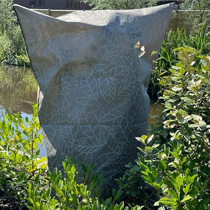 UB-STORE Plant Covers Freeze Protection 47"x71" in 2 Pack | Brown Winter Frost Blankets for Outdoor Plants | Reusable Garden Cover Bags with Zipper Drawstring | Cold Weather Shrub Protection Cloth