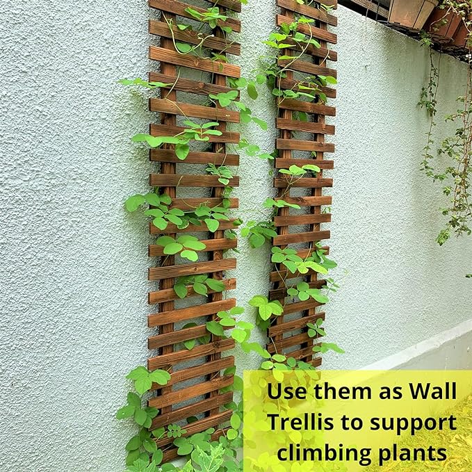 ShopLaLa Wall Planter - 2 Pack, Wooden Hanging Large Planters for Indoor Outdoor Plants, Live Vertical Garden, Plant Wall Mount Flower Pot Holder Hanger Stand Green Herb Wall Decor 47.2" (120cm)