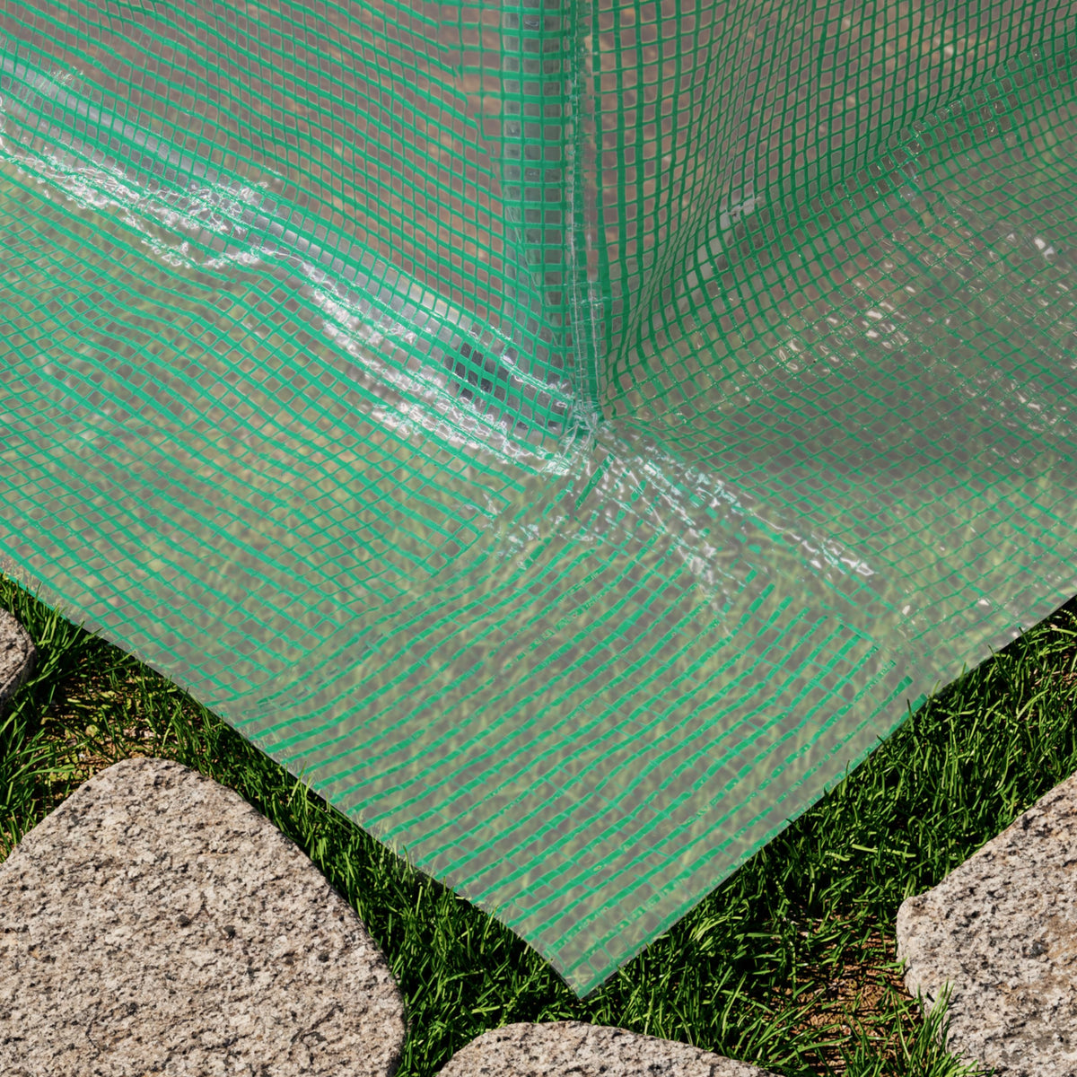 TOOLPORT 10x20 ft Tunnel Greenhouse, 180g PE Cover, Green Transparent