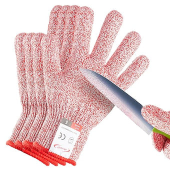 Cutting Gloves, 2 Pairs of Cut Resistant Gloves Food Grade, Cut Resistant Gloves for Kitchen, Oyster Shucking, Fish Fillet Processing, Carving Wood and Gardening(Small-Red)